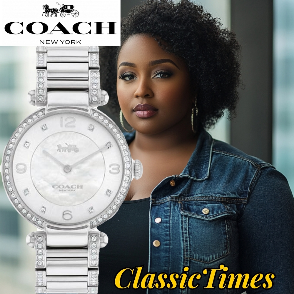 ***BRAND NEW*** COACH Cary Crystal Accent and Stainless Steel Bracelet Watch